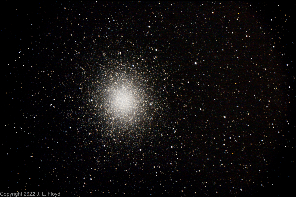 NGC 5139 - Omega Centauri Cluster
Globular cluster in Centaurus, 17,090 light-years away.  The largest-known globular cluster in the Milky Way, estimated to contain approximately 10 million stars, and a total mass equivalent to 4 million solar masses.
