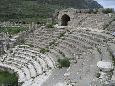 The Odeon
A "small" theater (capacity 1500) commisioned in the second century by Publius Vedius Antonius, a wealthy citizen of Ephesus, and his wife;  used for political meetings, concerts, theatrical performances, etc.
