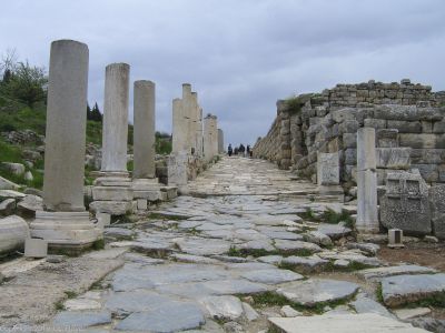 Curetes Street
One of the three main streets of Ephesus; named after the priests who cared for the flame of the Prytaneion.  Connected the Gate of Hercules with the Library of Celsus.
Keywords: Curetes;Ephesus;Library;gate;street