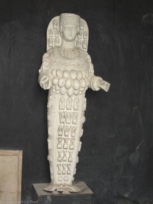 The Goddess Artemis
Not your familiar Greek virgin huntress.  The Ephesian Artemis' was the Great Mother, a fertility goddess whose many breasts signify her role as the nourisher of life.
