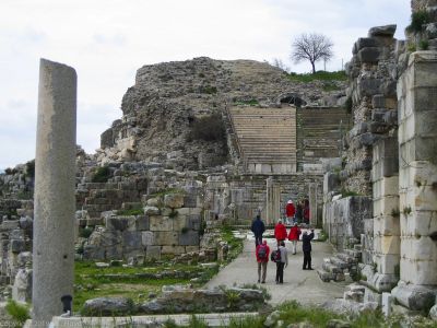 Amphitheater Entrance
Built in the first century AD, refurbished in the second, and wrecked by an earthquake in the fourth.
Keywords: Ephesus;Riot of the Silversmiths;St. Paul;Turkey;Turkey March 2006;amphitheater
