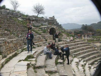 Attila at the Odeon
Our native guide, Attila Mahur, puzzles over how to don his raincoat while conversing with Pat Bush, Elouse Mattox, Jim Windlinger and Marvin Blaski.
Keywords: Ephesus