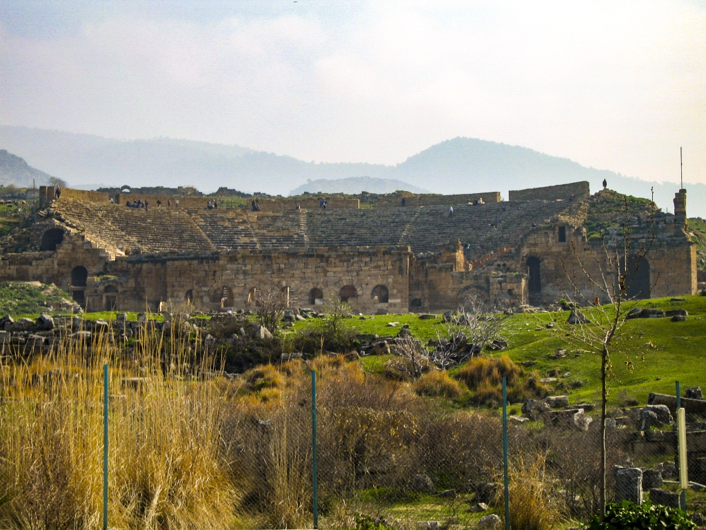 The Theater at Hieropolis
The theater was undergoing restoration during the time we visited.  You could still walk up the hill to see it, and some did - and shot some magnificent pictures - but Sandie and I did not, which I regret.
