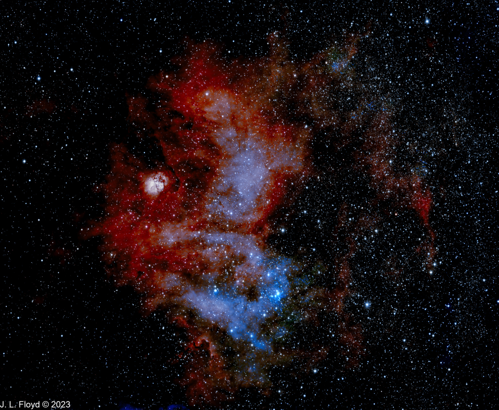 Gum 85/Sh2-54 - nebula in Serpens
Gum 85/Sh2-54 is a star forming region in Serpens Cauda, part of the Serpens OB2 Association, a large star forming region possibly associated with the open star cluster NGC6604 (not in view).  Around 5000 light years away.
