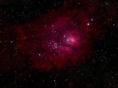 M8, The Lagoon Nebula in Sagittarius
An emission nebula lying 4000-6000 years from Earth. Also designated NGC 6523.  An HII star-forming region.  Contains the open cluster NGC 6530.
