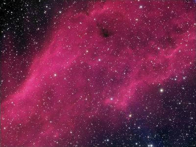 NGC 1499 - The California Nebula
An emission nebula in the constellation Perseus, so called because it resembles the State of California in shape (though not in this image).  About 1000 light-years from Earth.
