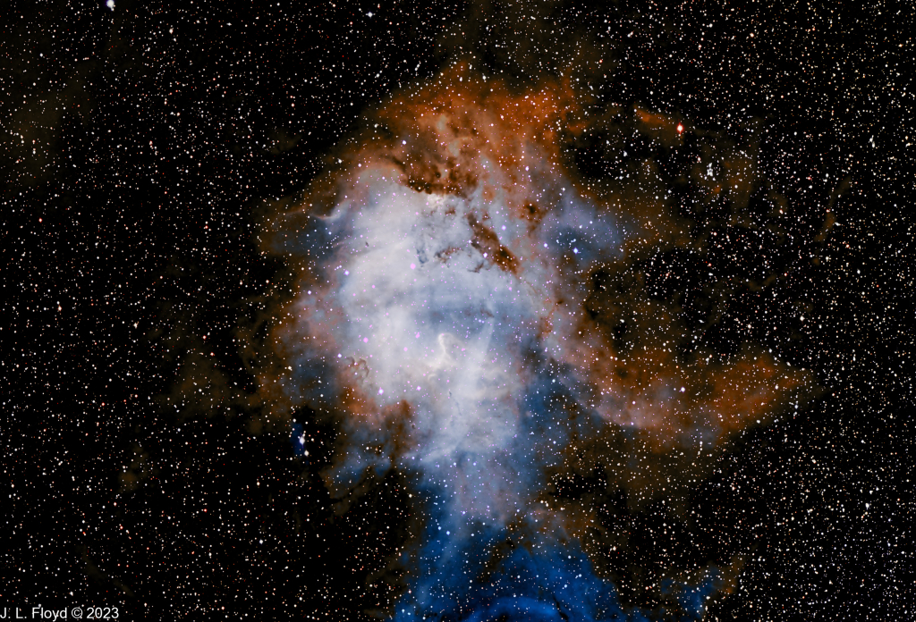 SH2-132, The Lion Nebula
Emission nebula in the constellation Cepheus, near the border with Lacerta; about 10,400 light-years away..
