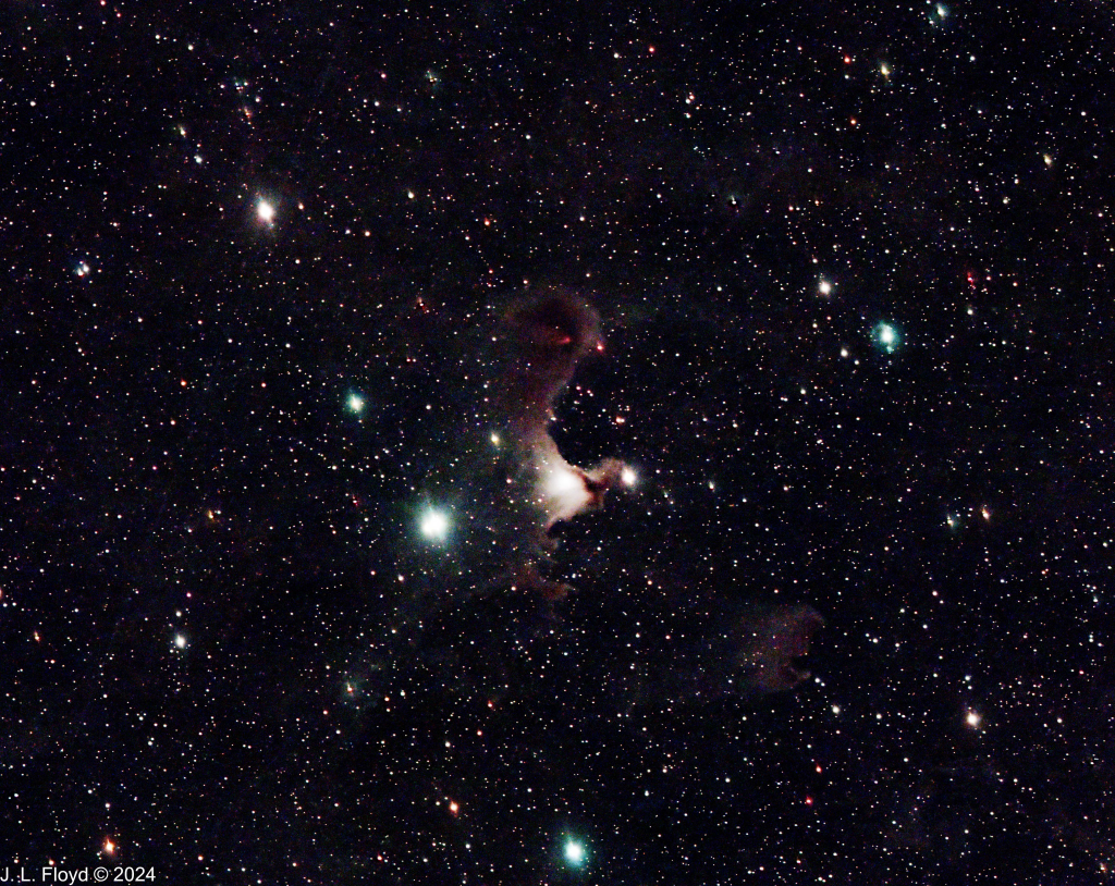 Sharpless2-136, the Ghost Nebula
Reflection nebula in Cepheus.  1470 light-years distant, near the cluster NGC 7023.
