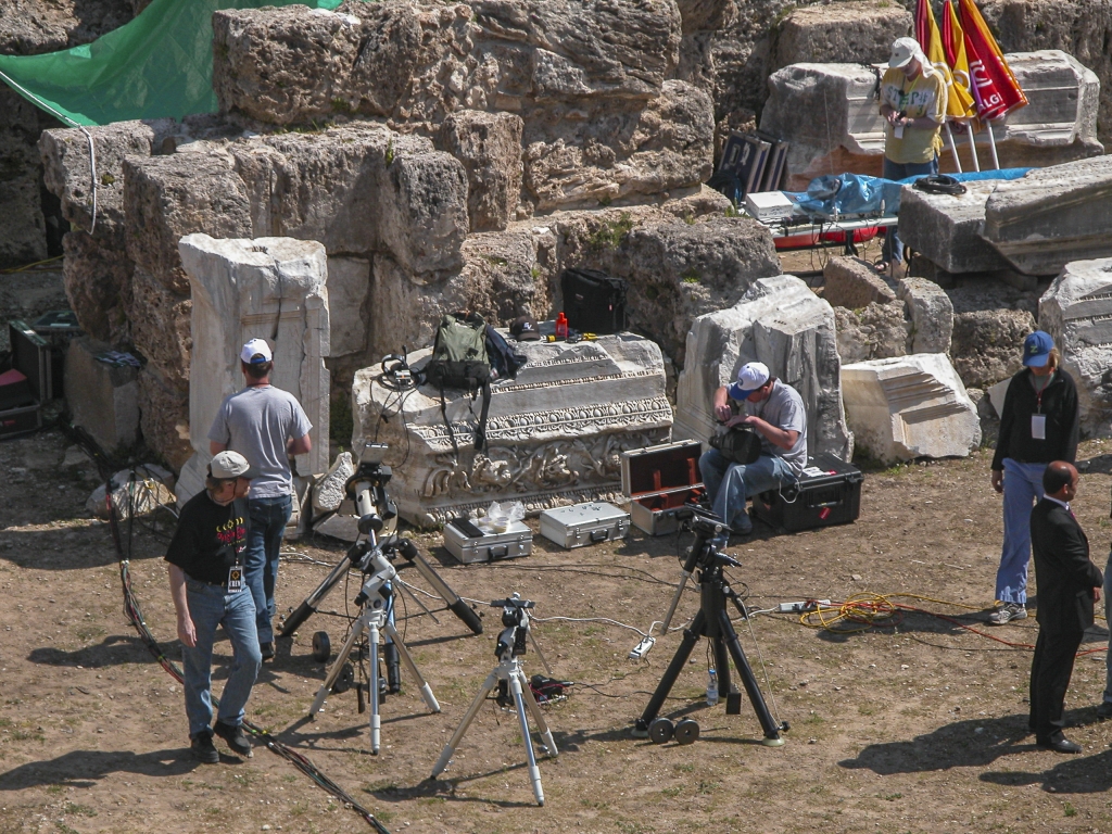 Preparations in Progress
Amateur and professional photographers were getting an early start on setting up their equipment in the amphitheater.
