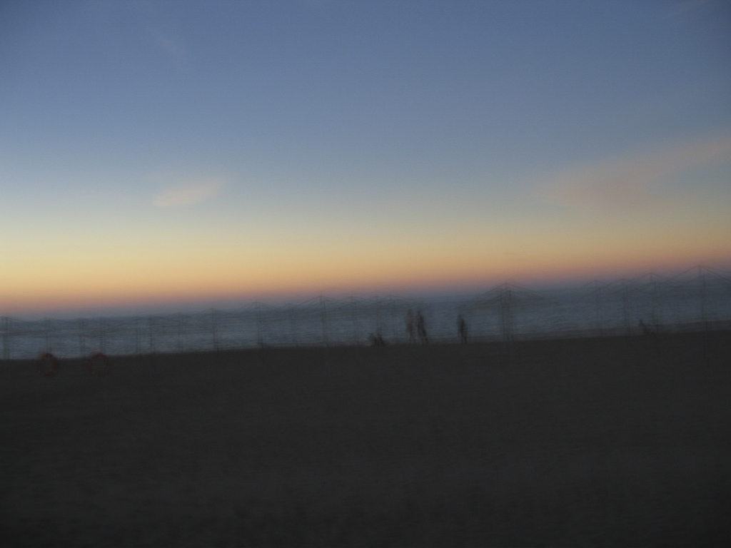 The Beach at Totality
Looking out over the Mediterranean.  Again, without a tripod Sandie's camera was subject to shaking, hence the blurred picture.
