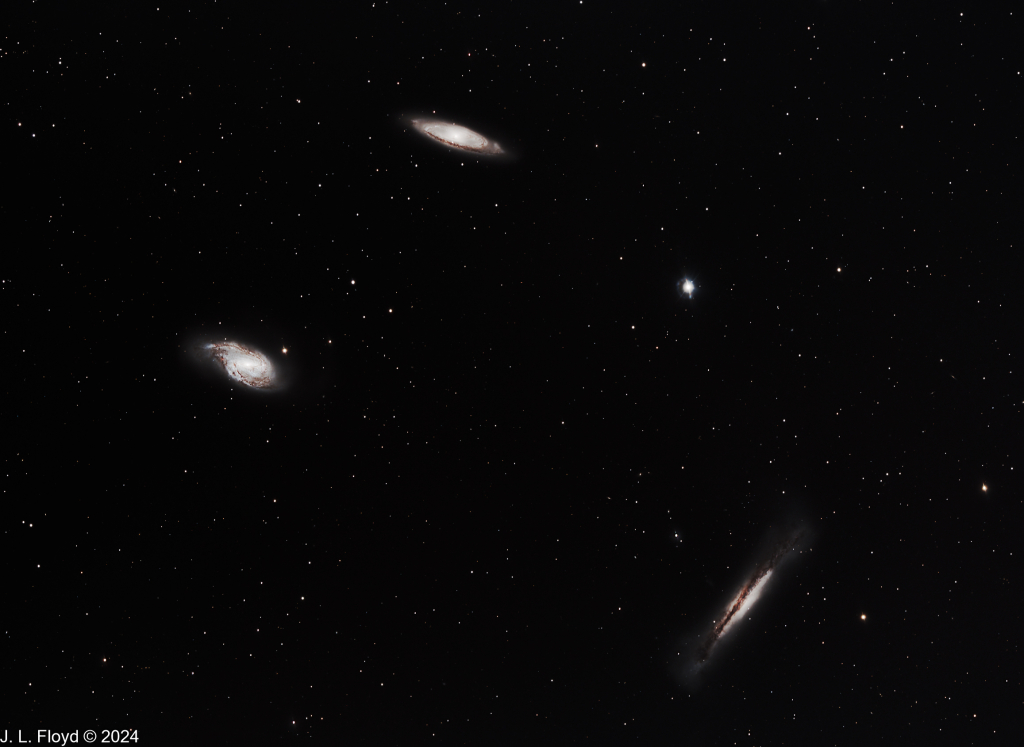 Leo Trio of Galaxies
M65 (top), M66 (center left) and NGC3628 (right).  About 35 million light years away in the constellation Leo.
