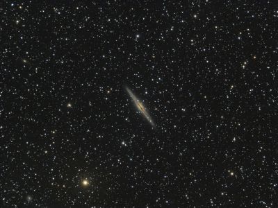 NGC 891- Silver Sliver Galaxy
An edge-on spiral galaxy in Andromeda; about 30 million light-years distant; similar in size to the Milky Way.
