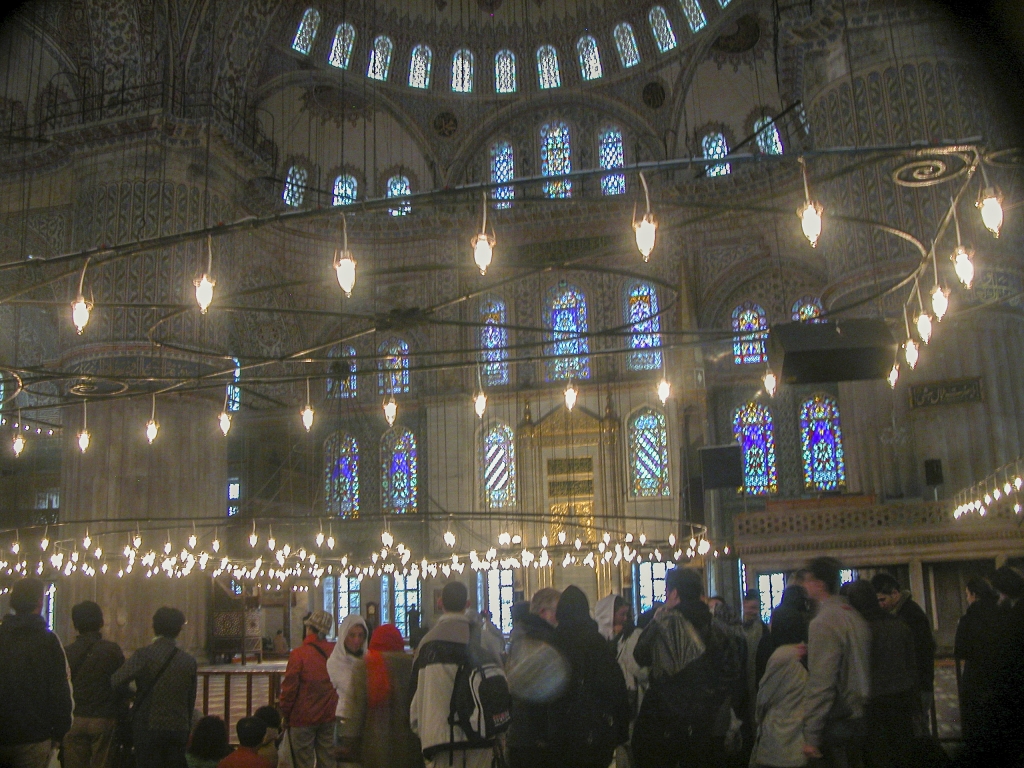 Blue Mosque - interior
The mosque has over 200 stained-glass windows.  The glass for the windows was a gift from Venice to the Sultan.
