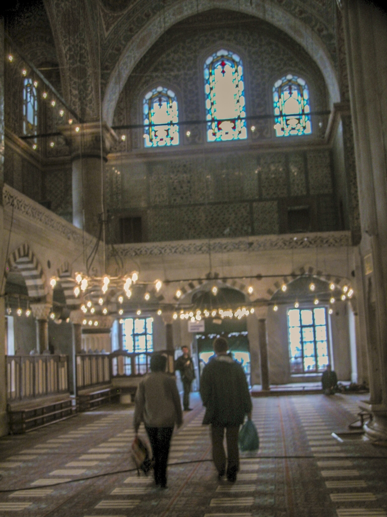 Etiquette
Visitors are required to remove their shoes and carry them in a bag provided free of charge.  Both men and women are expected to dress modestly (no short pants or skirts), and head coverings for women are mandatory.
