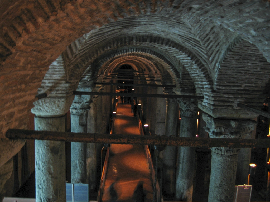 Walkways
Originally the only way to navigate around the Basilica Cistern was by boat.  The platforms and walkways were built for the tourist trade, and the Cistern is left mostly empty for the same reason.
