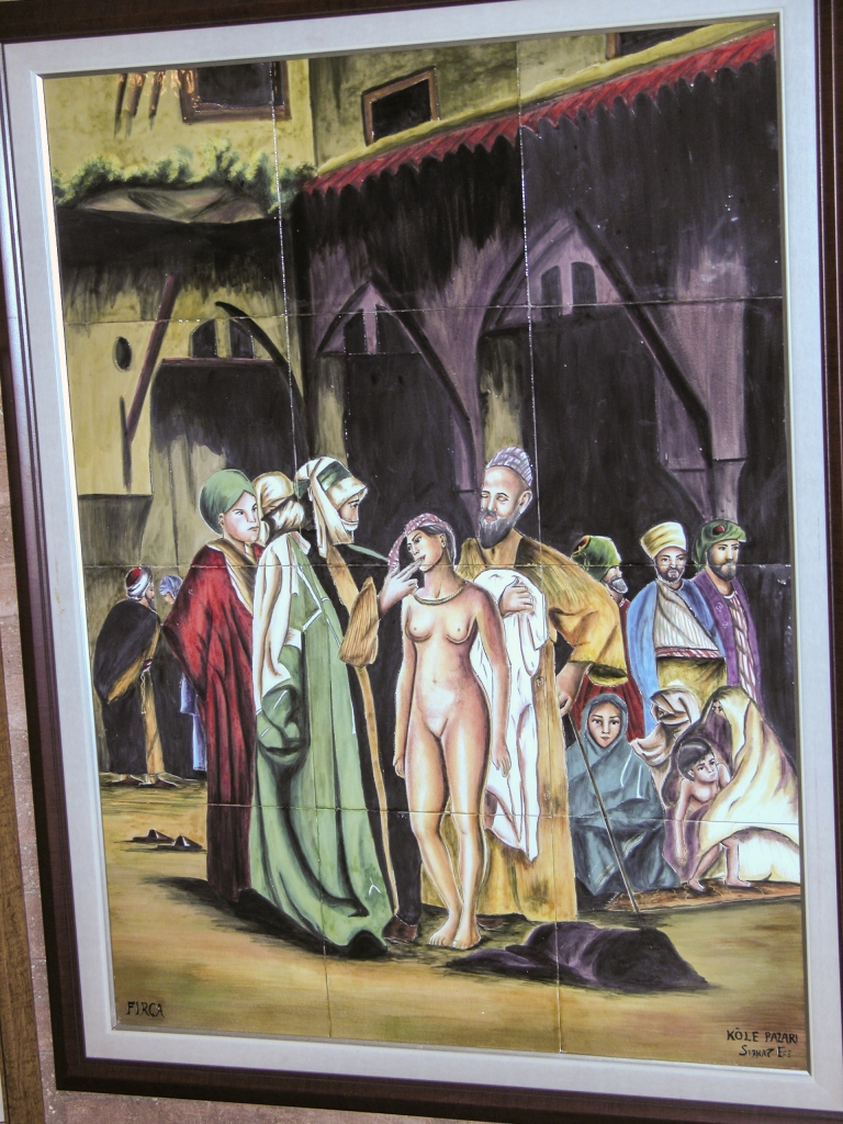 Tile Painting
I don't know what historical scene or event this picture is intended to depict - maybe a slave market - but it was uncharacteristically risque for this shop.
