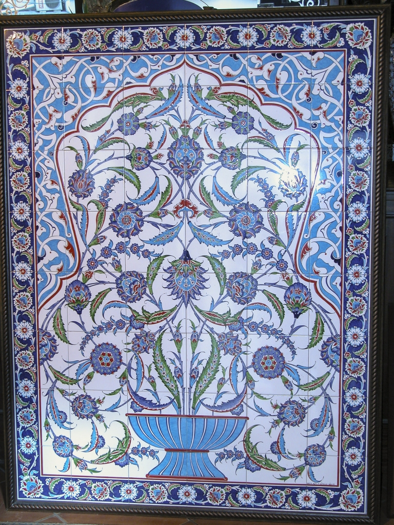 Floral Tile Mosaic
One of many such on display in the shop, each one beautiful and unique.
