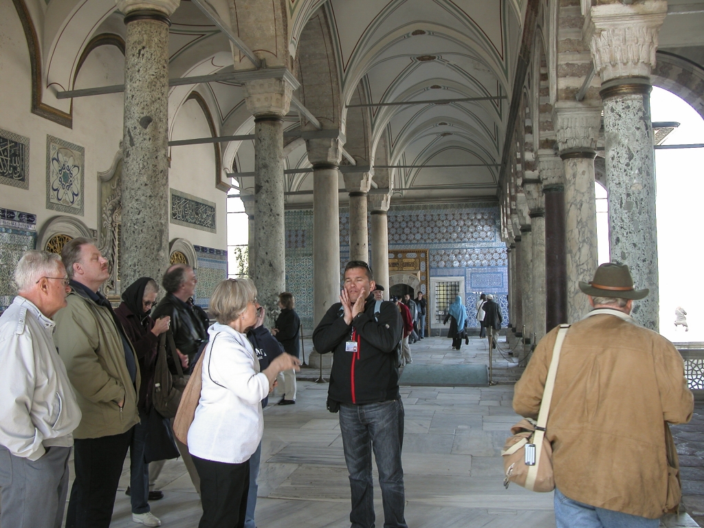 Hanging Out in the Harem
Various members of our tour group listen to Attila reveal the miysteries of the harem.
