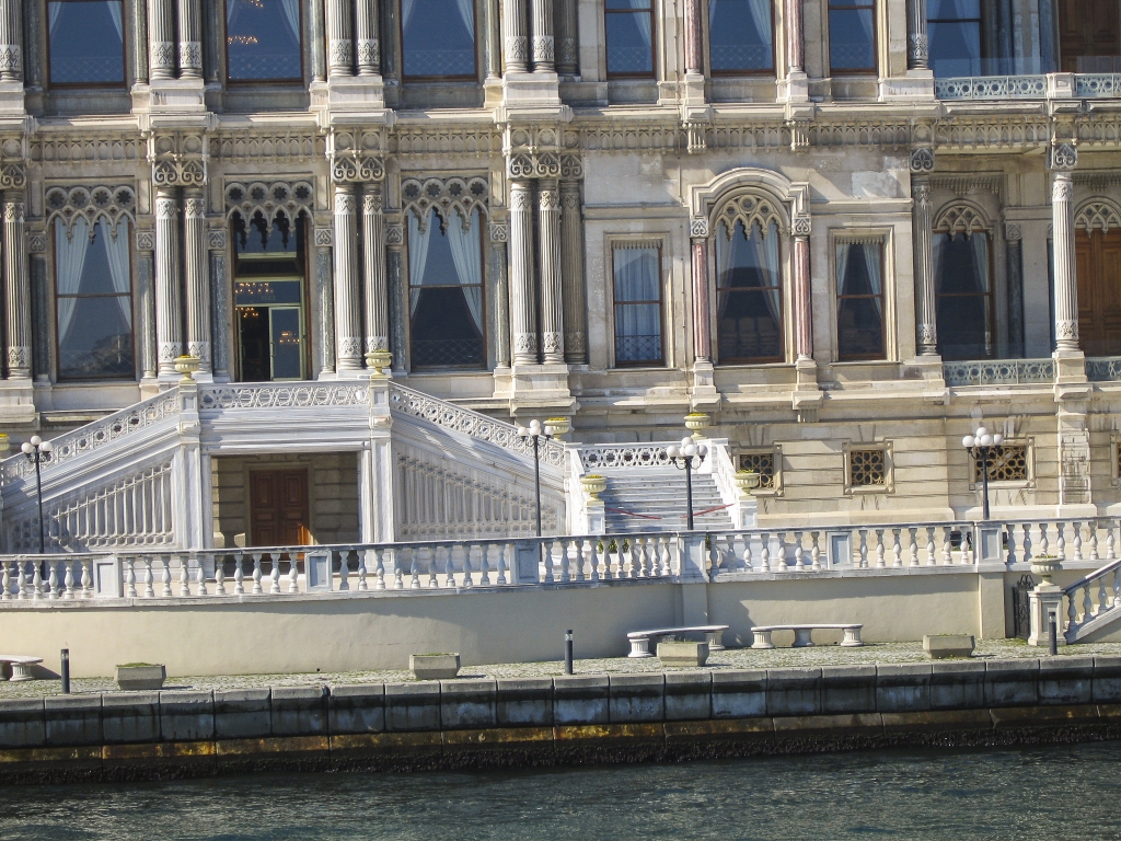 Dolmabahçe Palace - very close-up view
Detail of palace windows and side doorways in the Harem wing.
