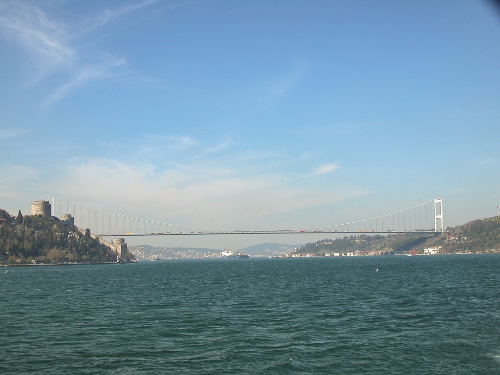 Mehmed the Conqueror Bridge
Named after the conqueror of Constantinople.  Completed in 1988.  Spans the Bosphorus from near the Rumelihisari on the European side (left) to the Asian side, at right.
