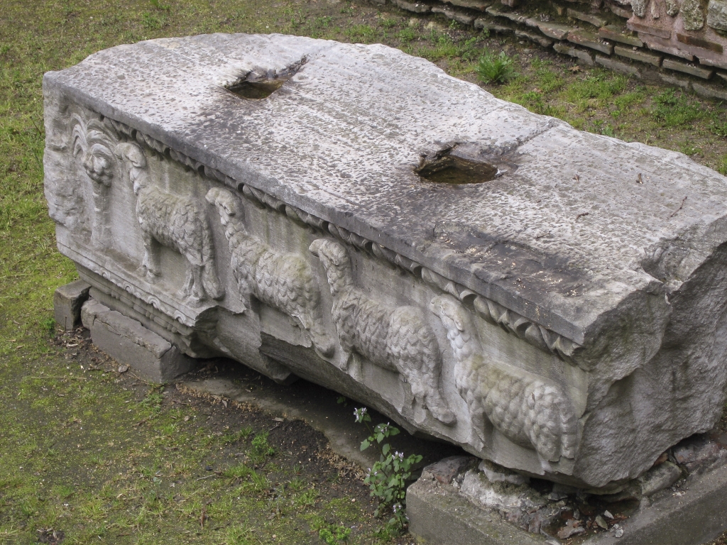 Lambs
One of several marble blocks with reliefs depicting 12 lambs representing the 12 Apostles of Christ; originally part of a monumental front entrance to the Theodosian Aya Sophia, destroyed in 532.
