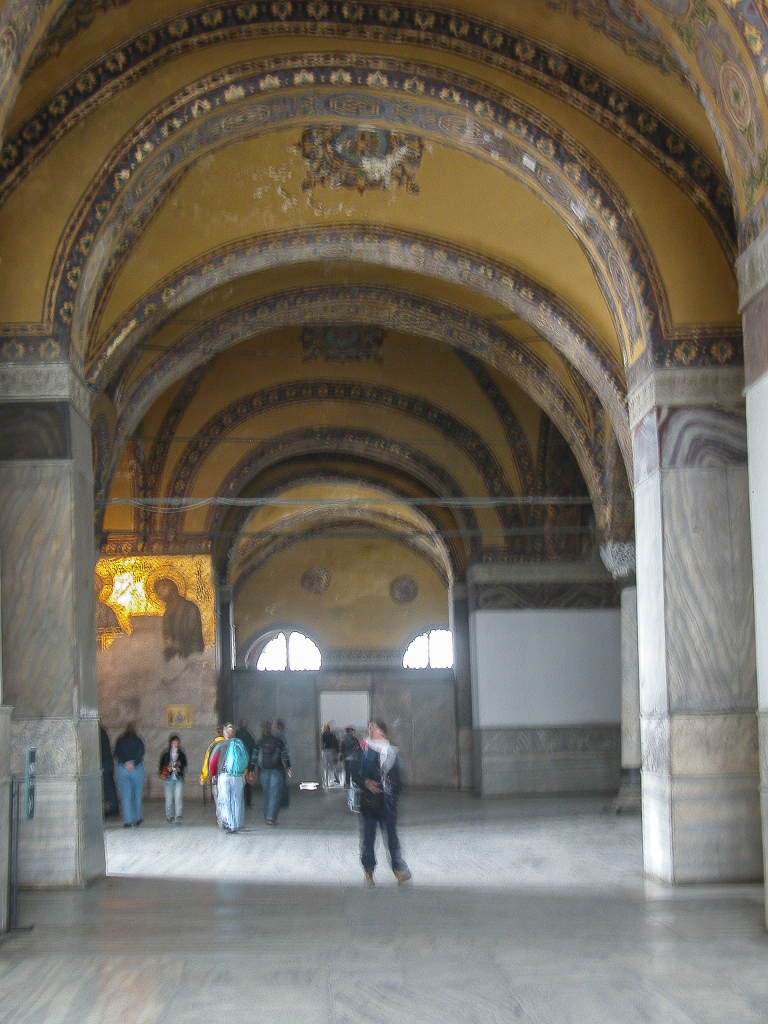 View of the Southern Gallery
The southern part of the upper gallery, the Emperor's turf, contains the most famous mosaics; a portion of the Deesis mosaic is seen at the left.
