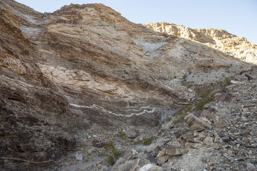 A Geological Potpourri
The color bands and splotches seen in the previous picture are reproduced on a grander scale on this mountainside.
