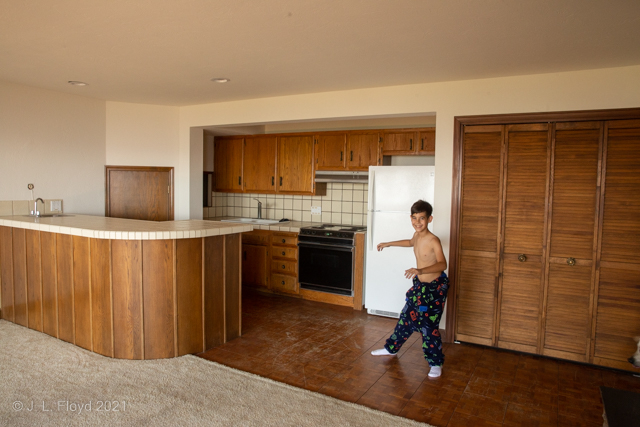 Clowning in the Kitchen
Liam continues his frivolities in the basement kitchen.
