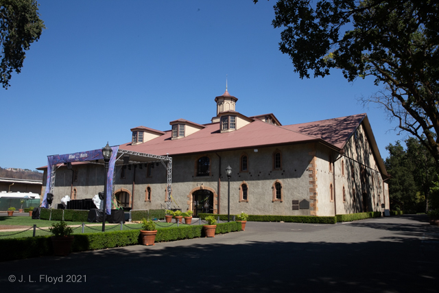 Charles Krug Winery
One of the original Napa Valley wineries, and one of my old favorites, but the chateau is new; and the property is a venue for concerts and other events, as you can see by the bandstand at left.
