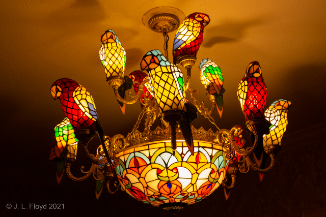 A marvel of colorful light
The chandelier came as a kit, but no little skill was required to assemble the pieces and hang the completed menagerie safely.
