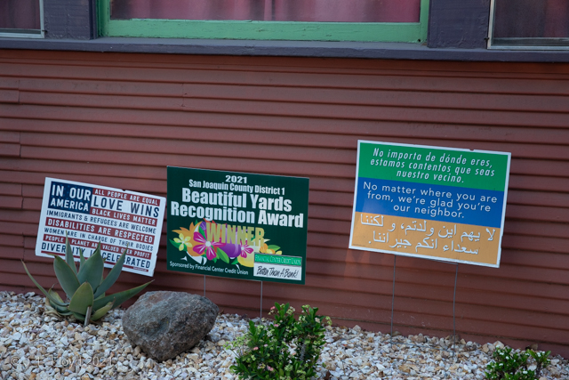 A Plethora of Placards
Replete with expressions of welcome and amity, not to mention a Beautiful Yard Recognition Award.
