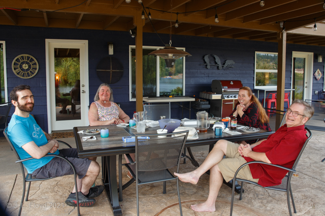 Party on the Patio
Left to right:  Nick, Sandie, and our hosts Sarah and Mike.
