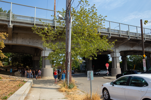 Troll Bridge
Under this Aurora Street/US 99 bridge in the Fremont District lurks a gigantic troll.  Sandie is also lurking nearby.
