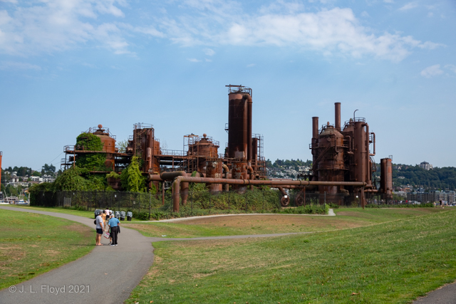 Reclamation
By the time the Gas Works shut down in 1956, this site was a toxic hellhole.  Advanced bioremediation methods were used to clean it up and turn it into a public park, which opened in 1973.  The gas plant was left intact as a museum piece.
