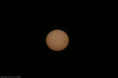 First Contact plus 4-1/2 hours - a different take
Slower camera settings produced a dimmer Sun.
