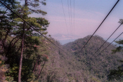 Riding up the ropeway