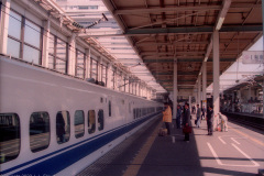 Passengers waiting for the Shinkansen in Hiroshima Station