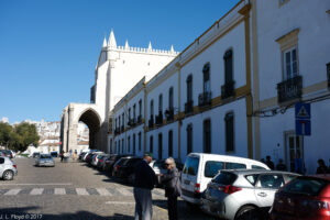 Évora, Portugal - November 6, 2017:  The Church of St. Francis and the Chapel of Bones