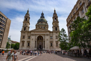 Budapest, June 17, 2023:  Liberty Square, St. Stephen's Basilica, and the Central Market